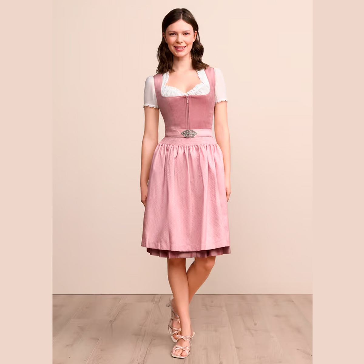 Krüger Dirndl 60 cm kurz modernes Trachtenkleid Damen