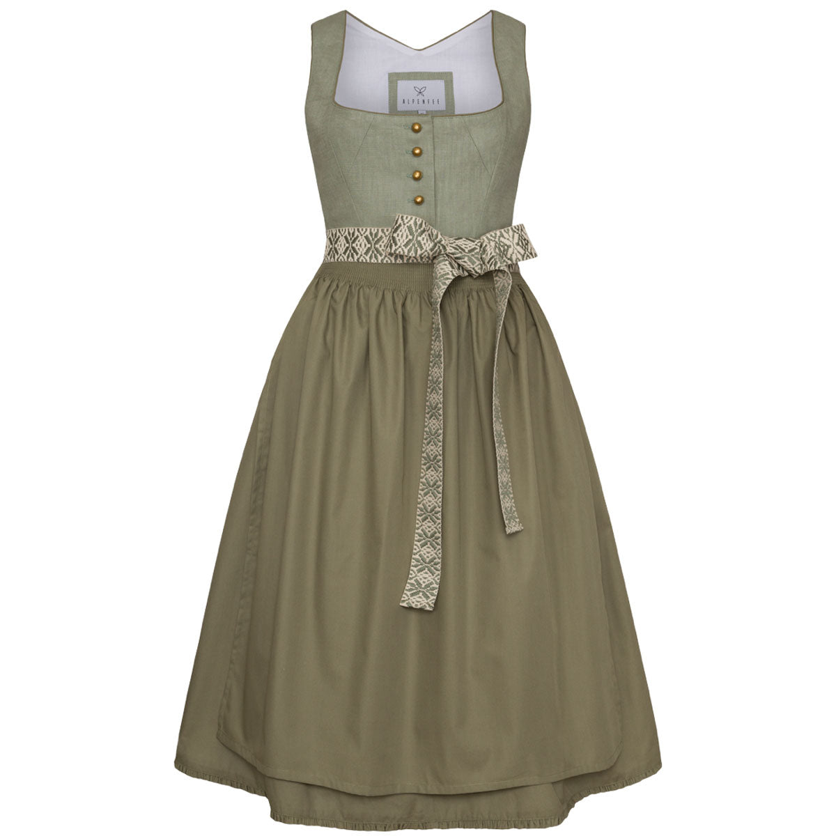 Alpenfee Dirndl Baumwolle Lilli Mint Salbei 70cm