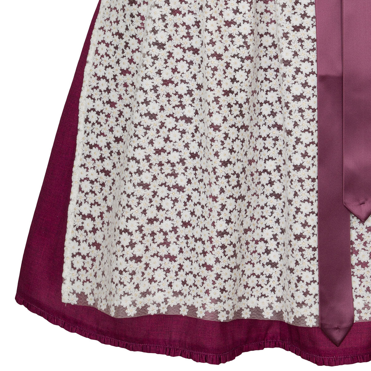 Alpenfee Dirndl Lara Beere 60cm Hochgeschlossen Blumenmuster - Datschi Trachten