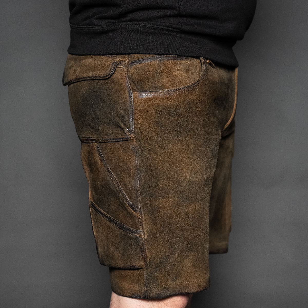 Datschi Trachten Cargo Lederhose Xaver Shorts Braun - Datschi Trachten