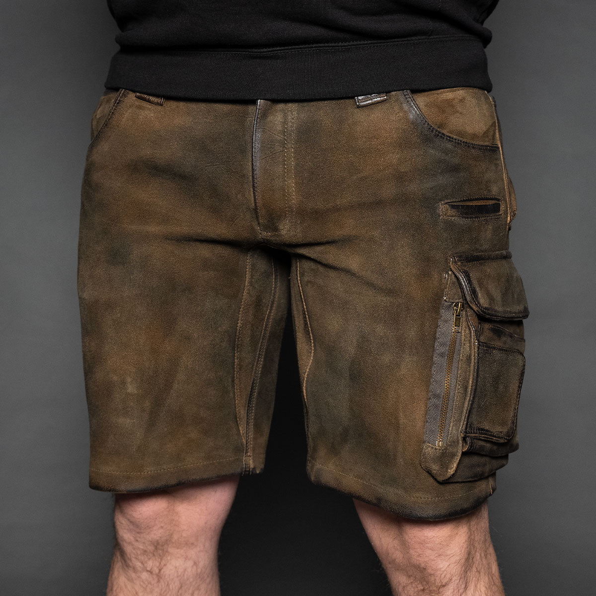 Datschi Trachten Cargo Lederhose Xaver Shorts Braun - Datschi Trachten