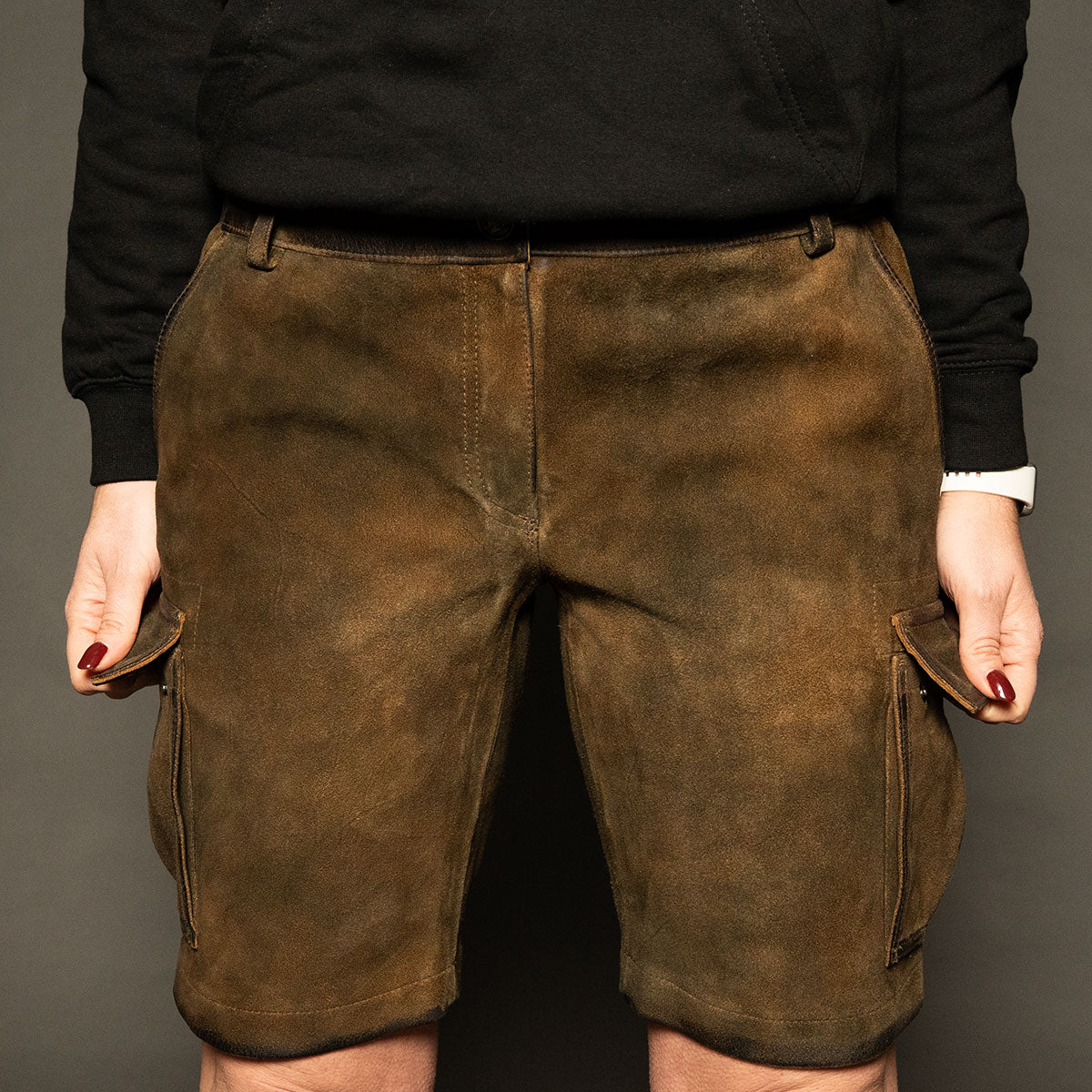 Datschi Trachten Damen Cargo Lederhose Leni Braun Wildbock Leder - Datschi Trachten
