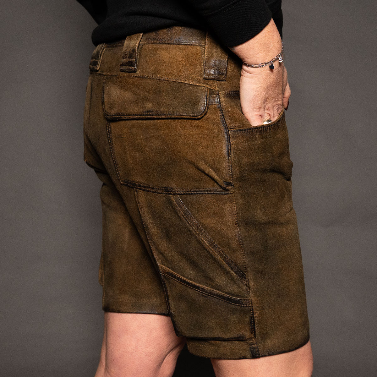 Datschi Trachten Damen Arbeits Lederhose Vroni Braun Wildbock Leder - Datschi Trachten