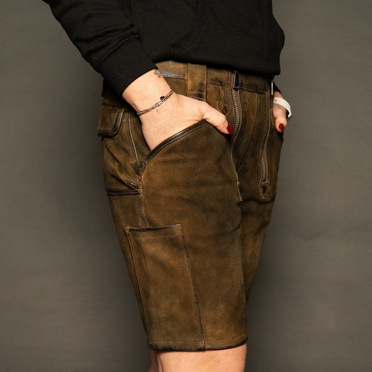 Datschi Trachten Damen Zunft Lederhose Richtfest Braun Wildbock Leder - Datschi Trachten