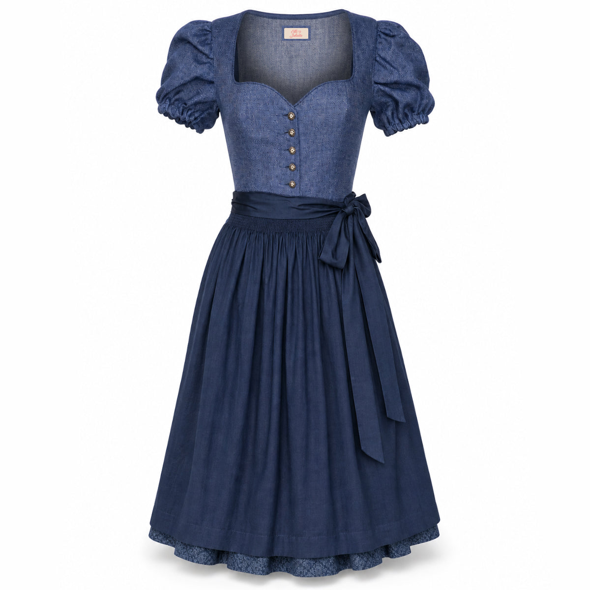 Elli & Juliette Dirndl Lina Selene Blau mit Puffarm 70 cm