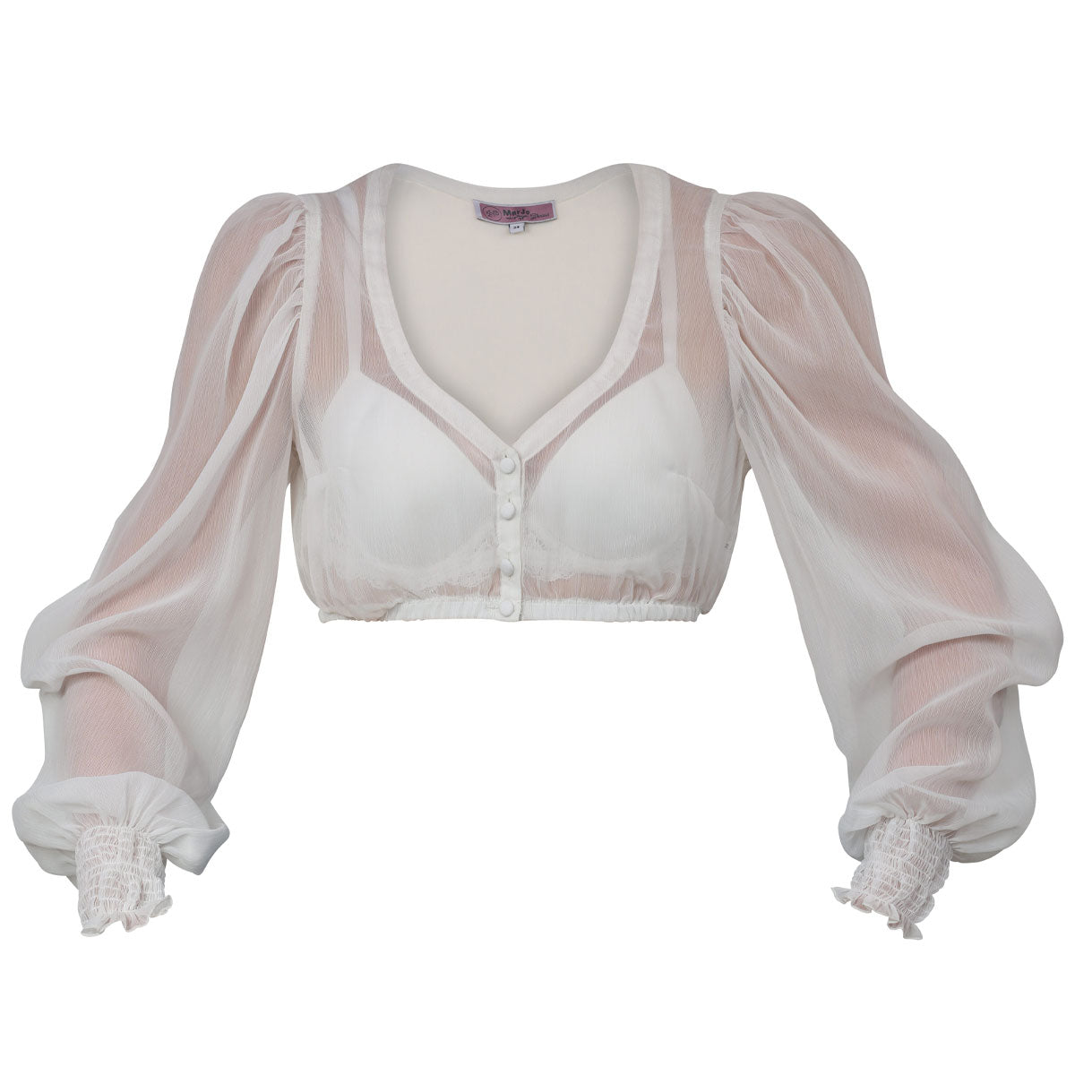 MarJo Dirndlbluse Moosbrunn Off White Langarm Puffarm