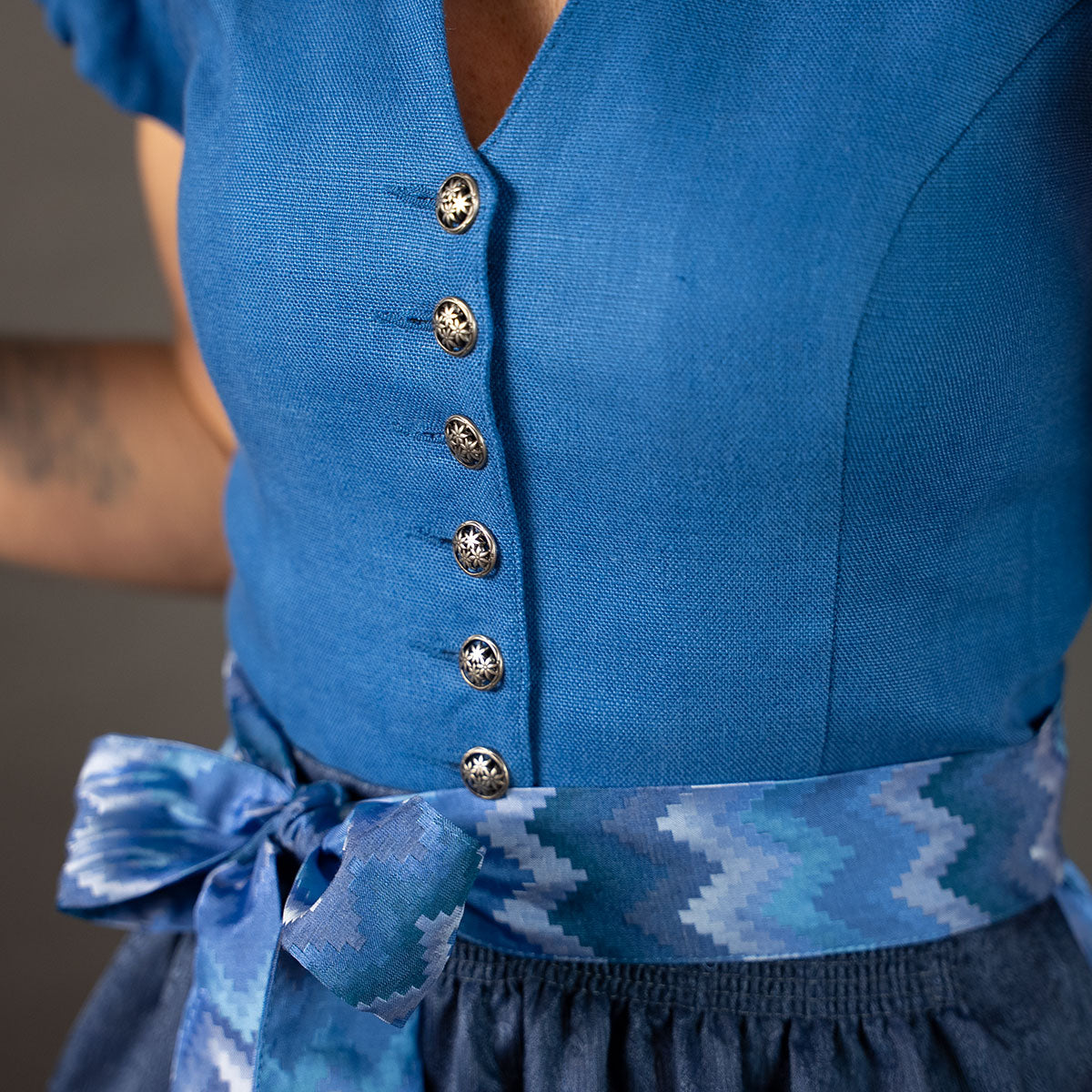 Elli & Juliette Dirndl Bobbi Ophelia Mittelblau mit Puffarm