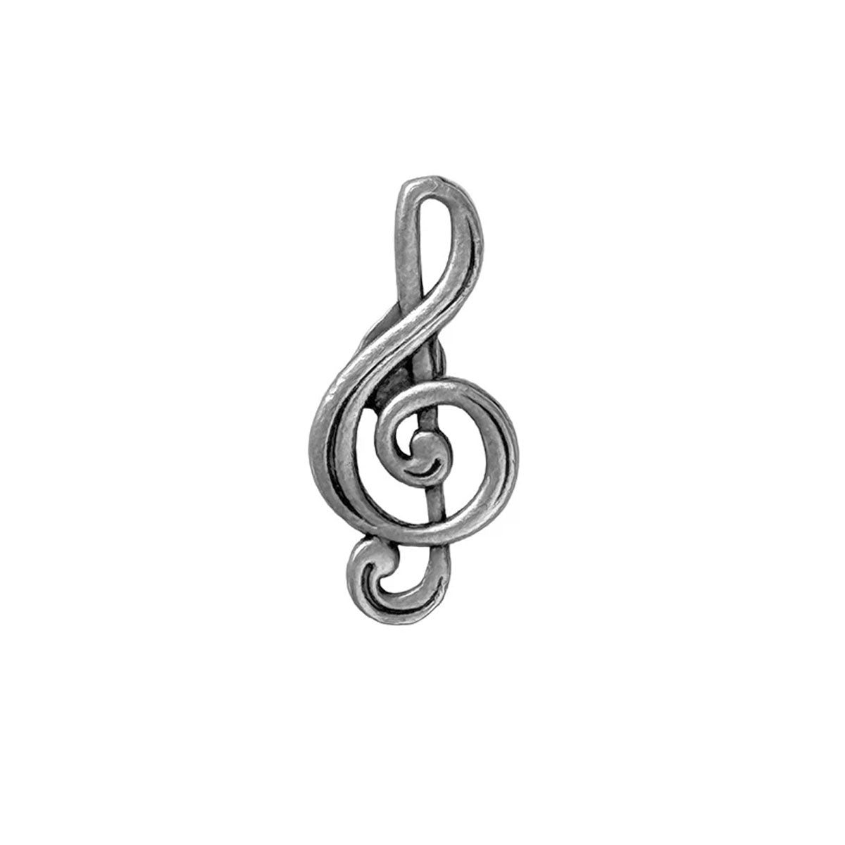 Gaudiknopf Anstecker Notenschlüssel Altsilber