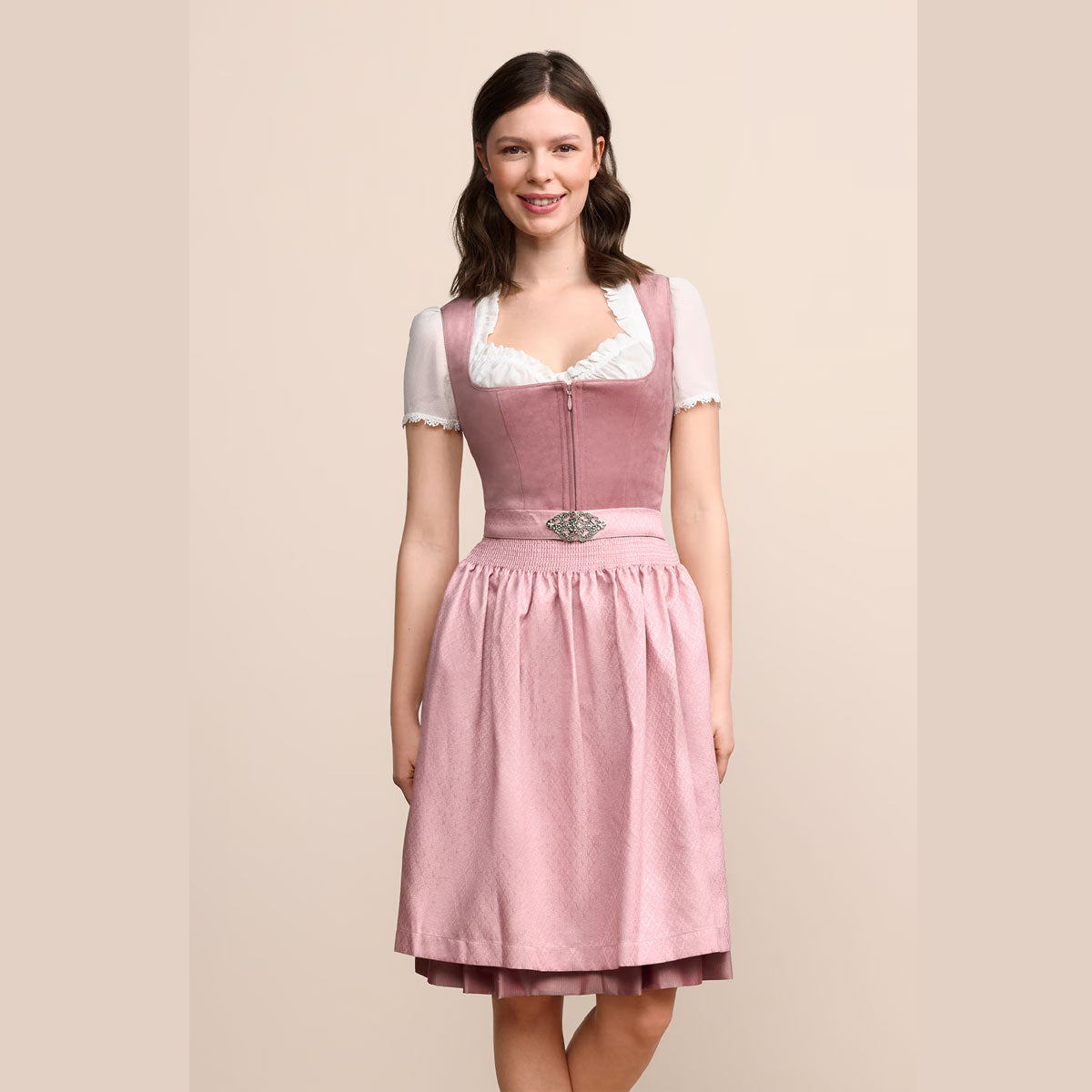 Krüger Dirndl Alisha Rose Samtdirndl 60cm - Datschi Trachten
