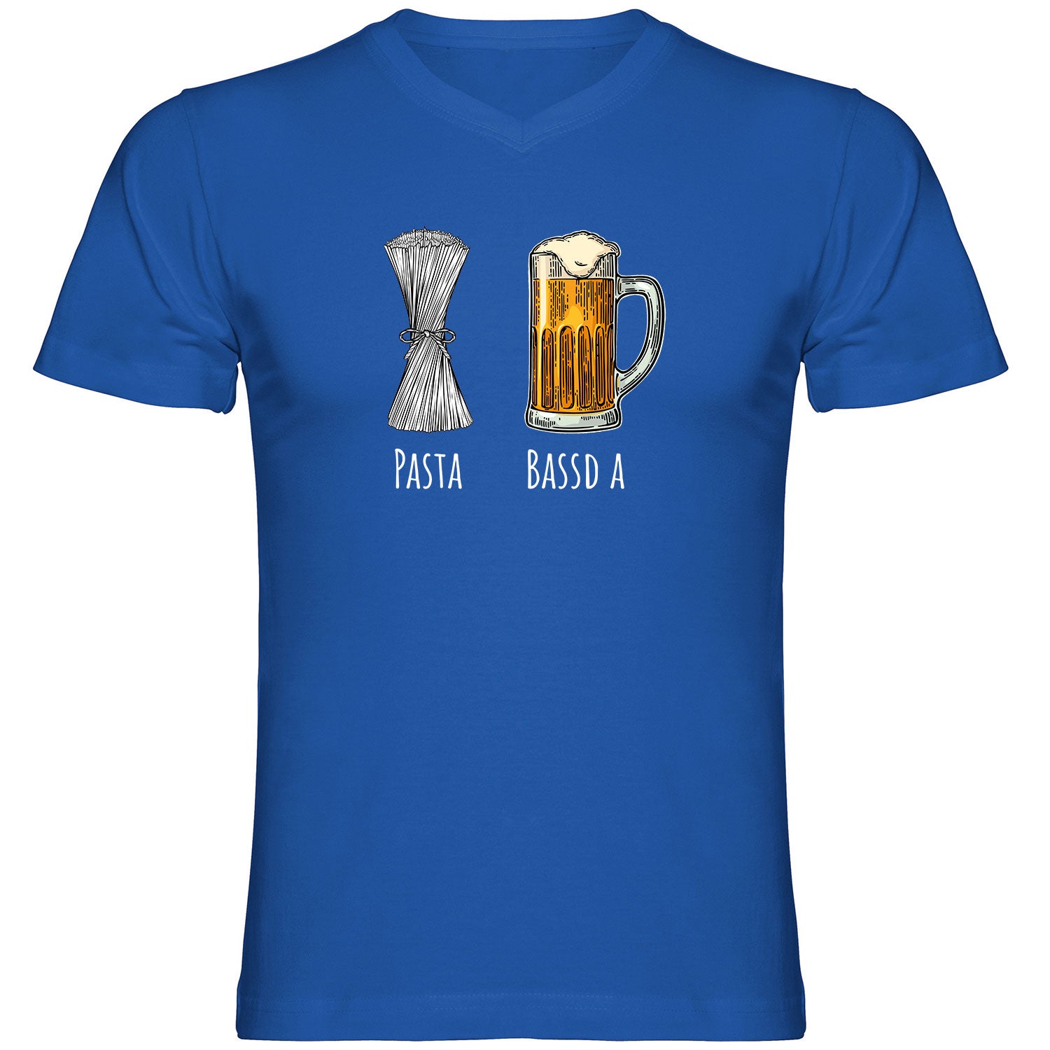 Pasta - Bassd a Bier Herren Tshirt V-Ausschnitt - Datschi Trachten