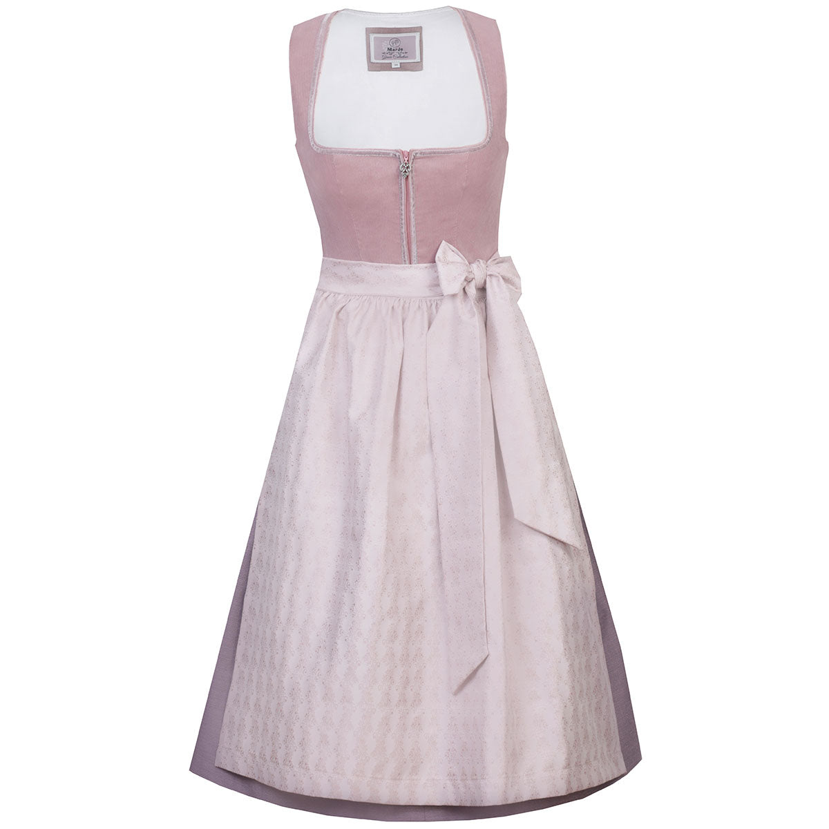 MarJo Dirndl Marilena Rosa/Puder Cord 70cm mit Reißverschluss und Schleife Farbe: Pink, Light Pink, Rosa, Rose