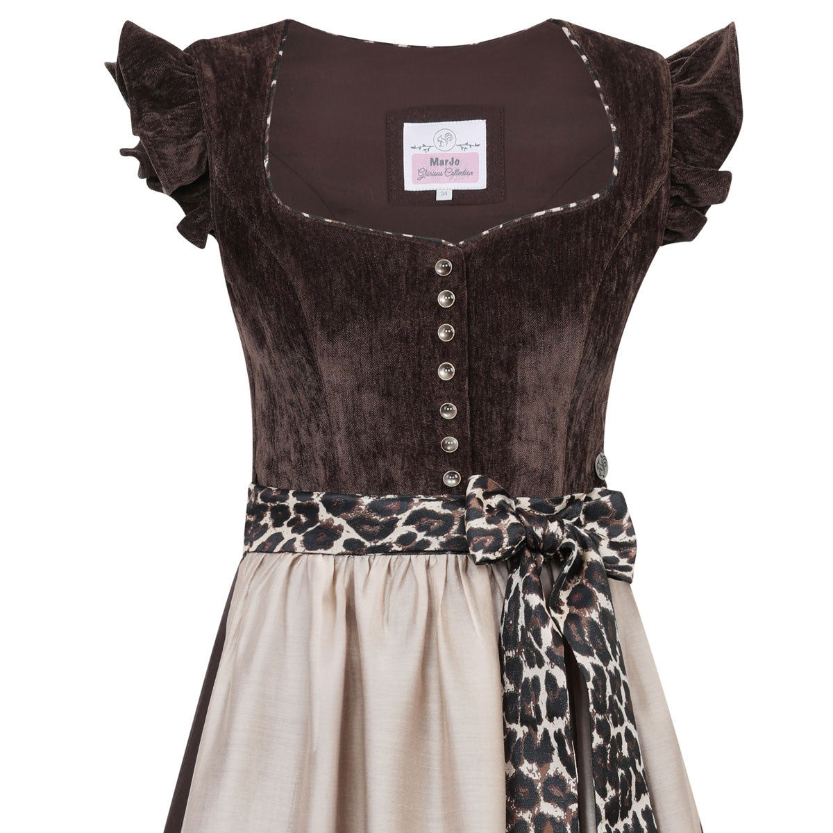 MarJo Dirndl Oberhofen Espresso-Leo Flügelarm Abnehmbar 70cm