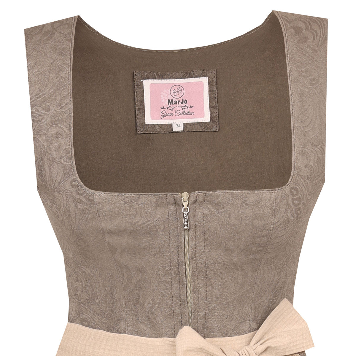 MarJo Dirndl Sauerlach Sand Reißverschluss 70 cm - Datschi Trachten