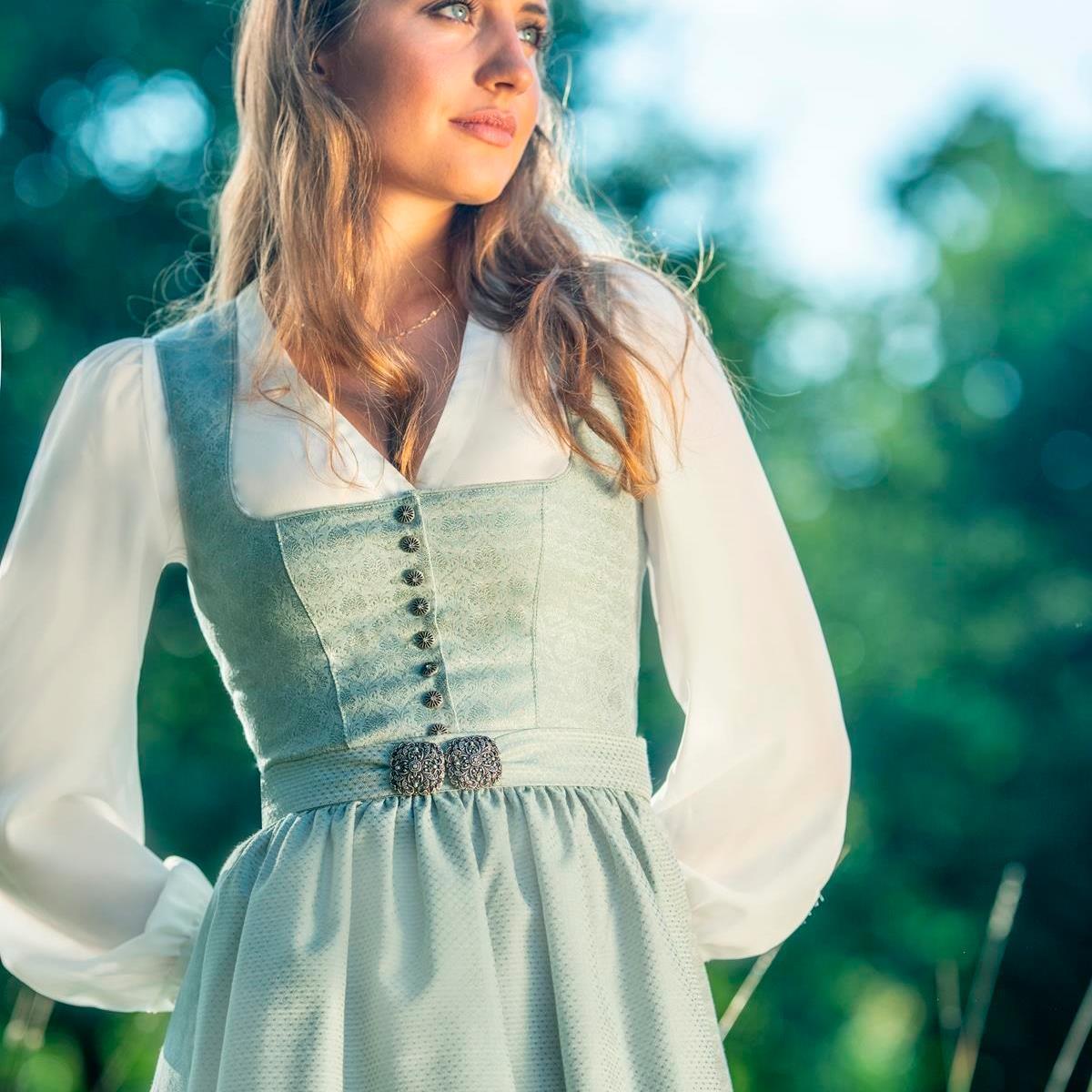 MarJo Dirndlbluse Jachenau Offwhite Langarm V-Ausschnitt - Datschi Trachten