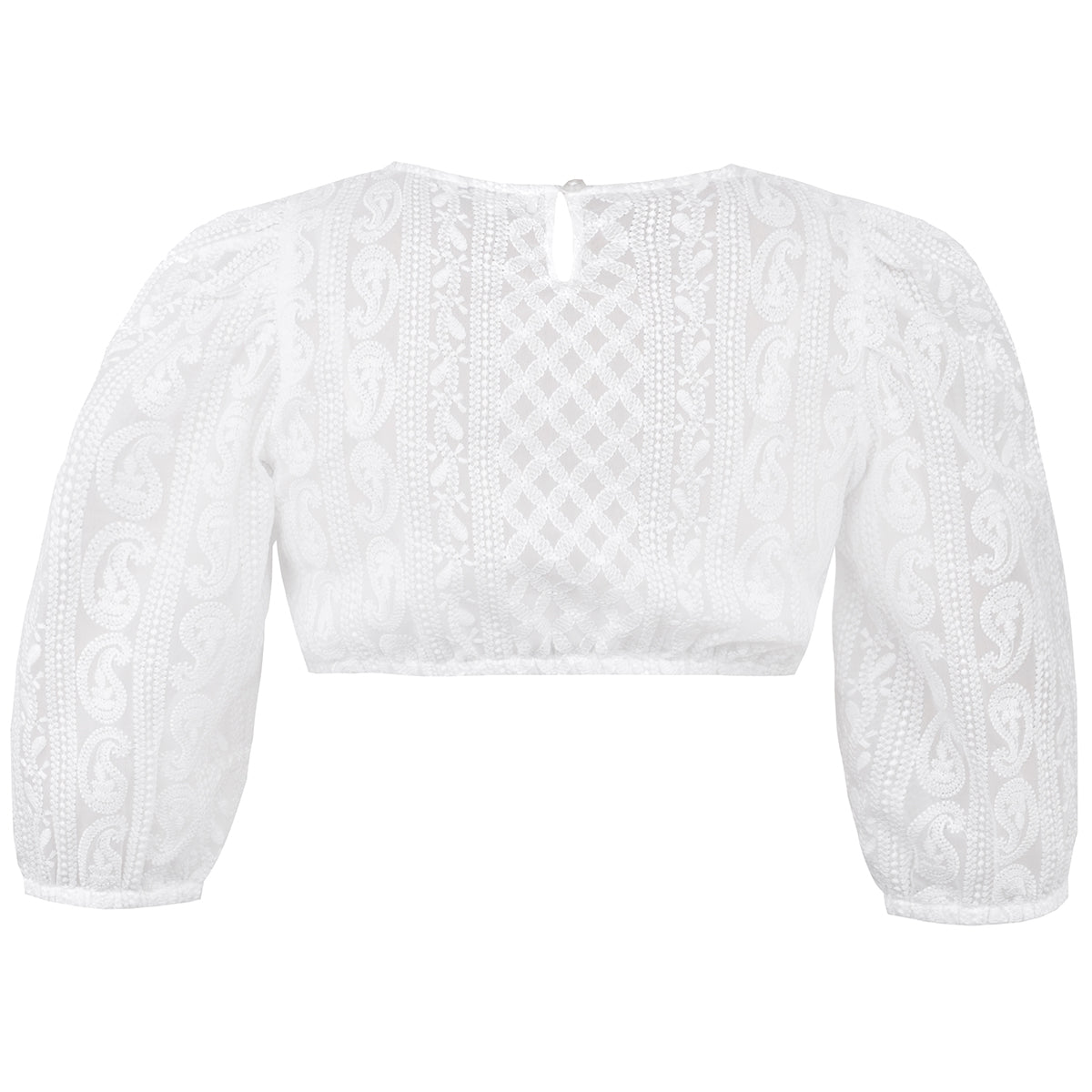MarJo Dirndlbluse Vellburg Weiß Dreiviertelarm Puffarm