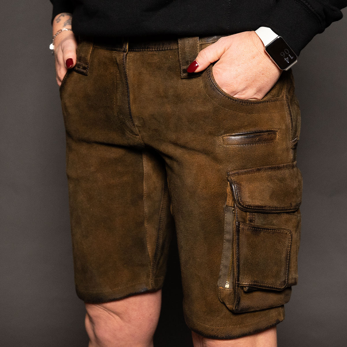 Datschi Trachten Damen Arbeits Lederhose Vroni Braun Wildbock Leder - Datschi Trachten