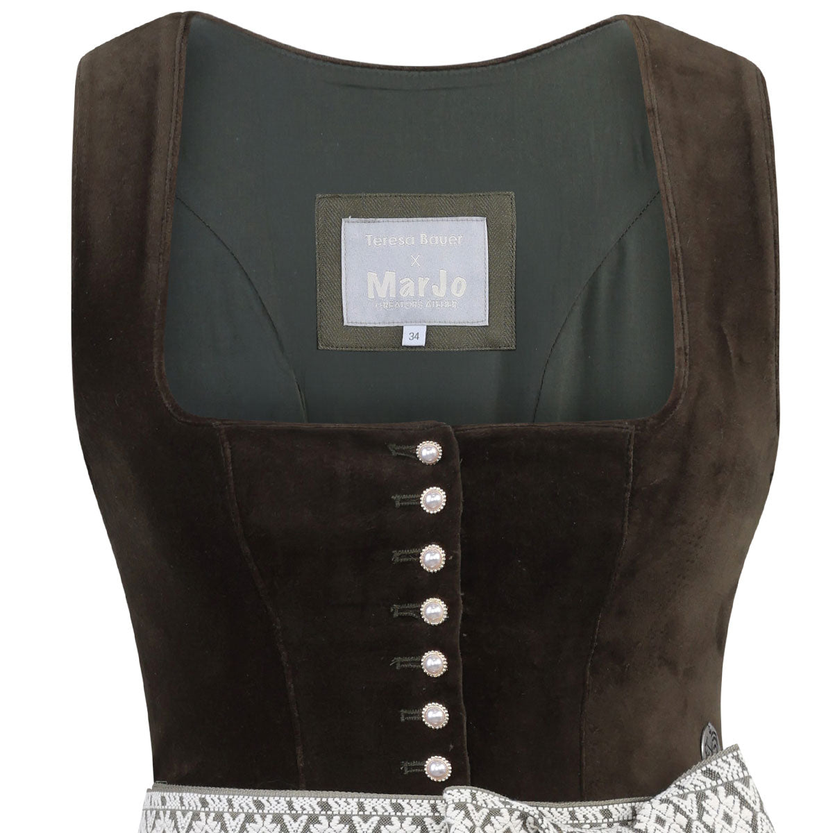 Teresa Bauer x MarJo Dirndl Forest Kiss 70 cm Moosgrün Reißverschluss Kollektion 2026