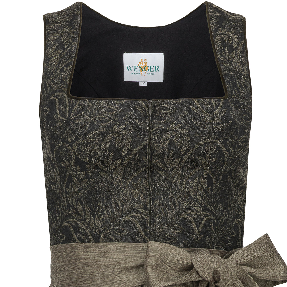 Wenger Dirndl Ella Oliv Blumen Mieder 70cm