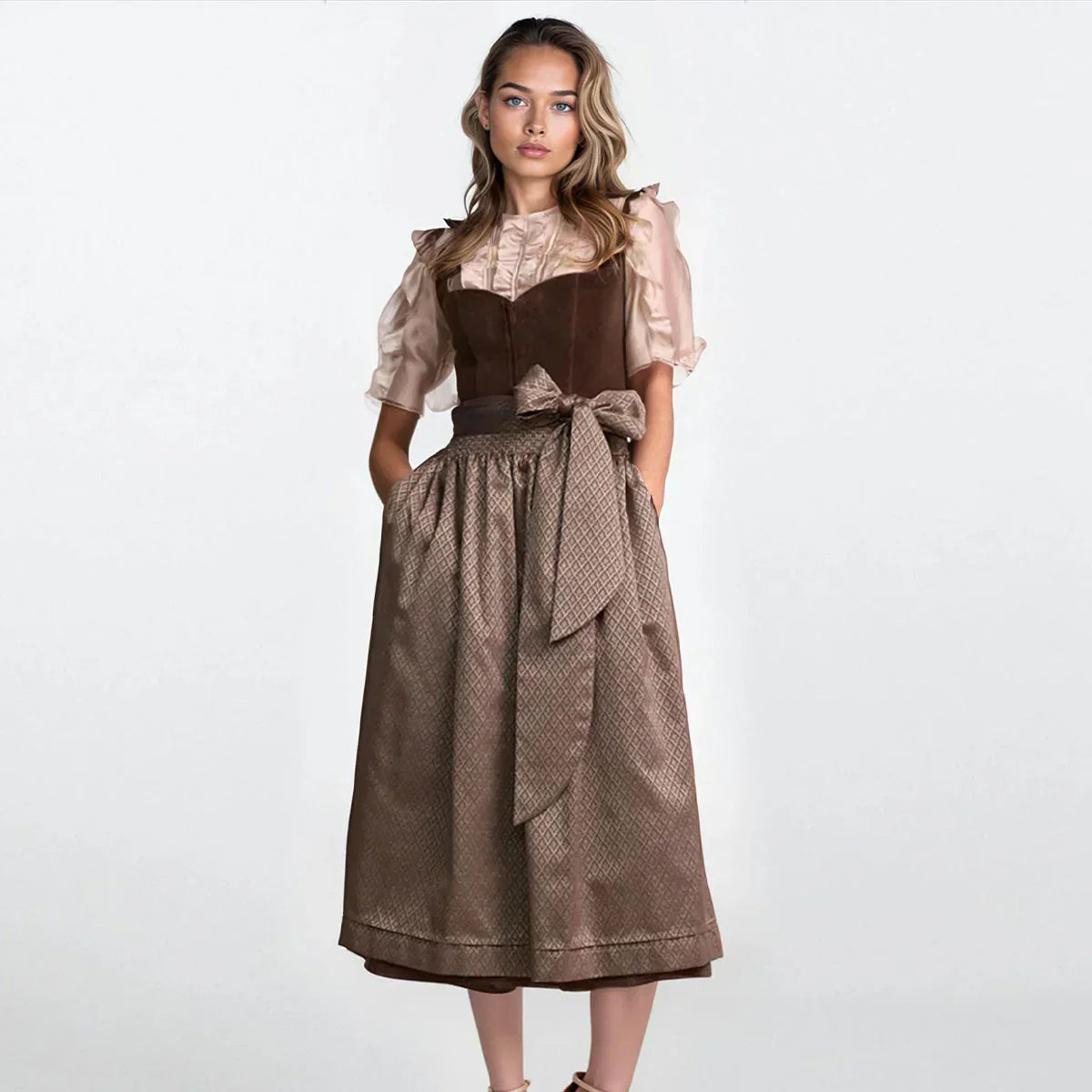 Festliches Maxi-Dirndl für Damen | Elegant mit fließendem Rock für festliche Anlässe