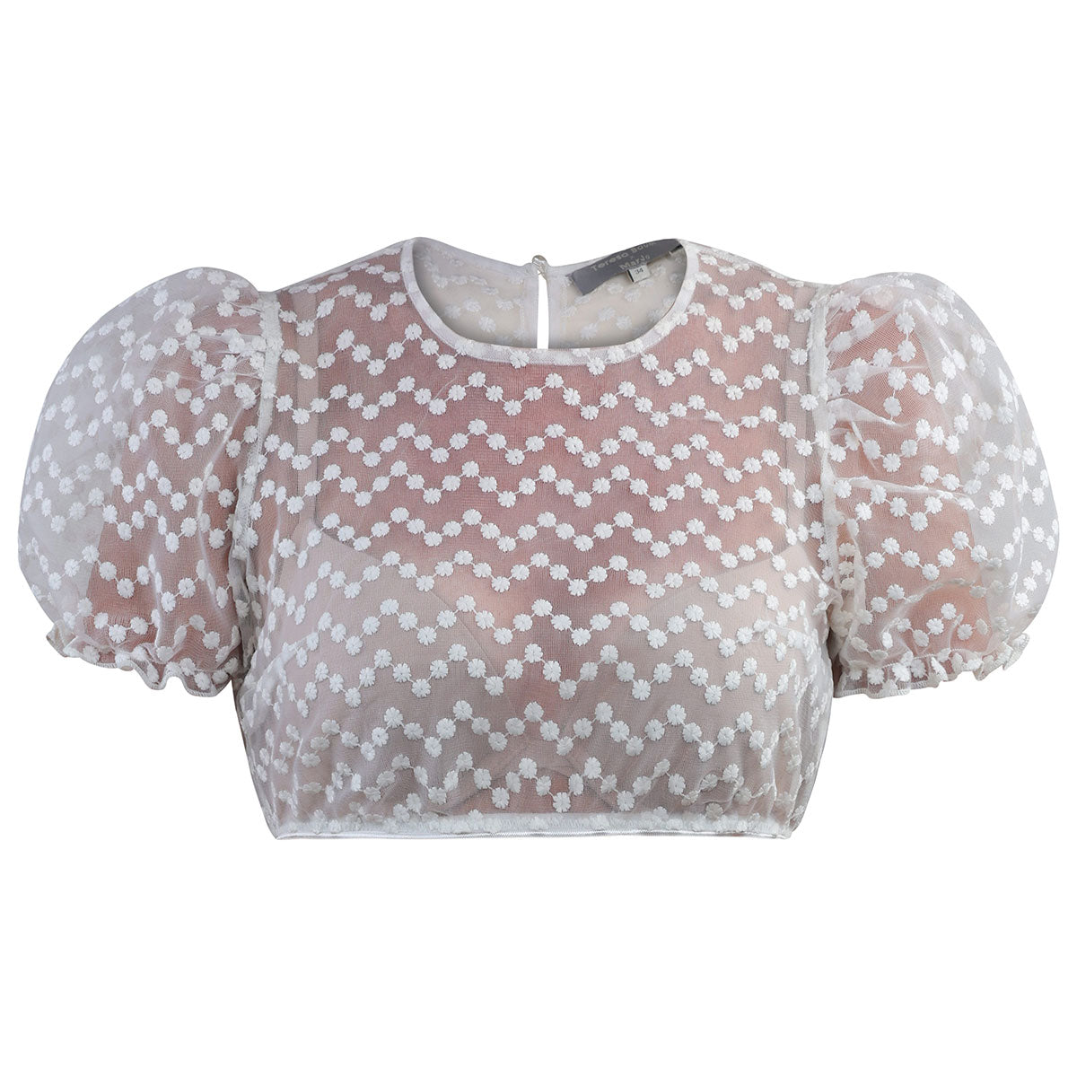 Dirndlbluse in Größe 32 in Off White mit Kurzarm und Puffärmel von MarJo