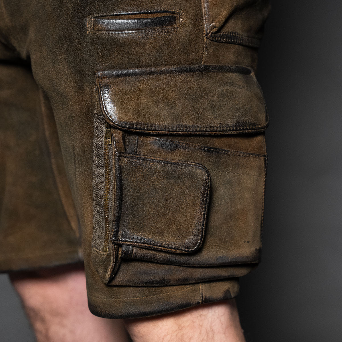 Datschi Trachten Cargo Lederhose Xaver Shorts Braun - Datschi Trachten