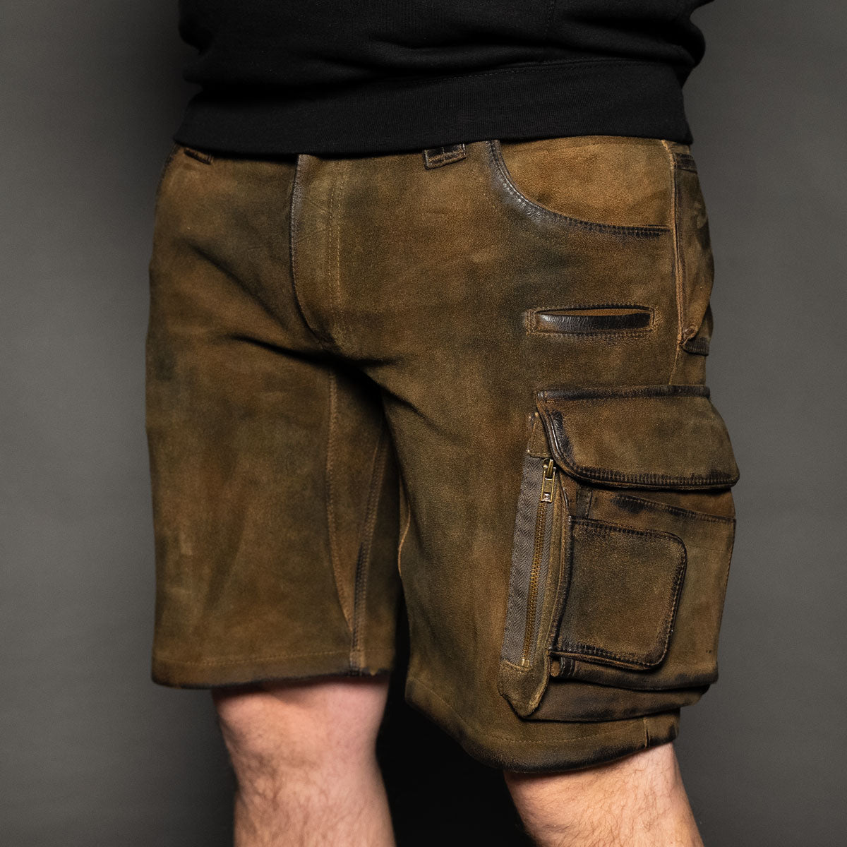 Datschi Trachten Cargo Lederhose Xaver Shorts Braun - Datschi Trachten