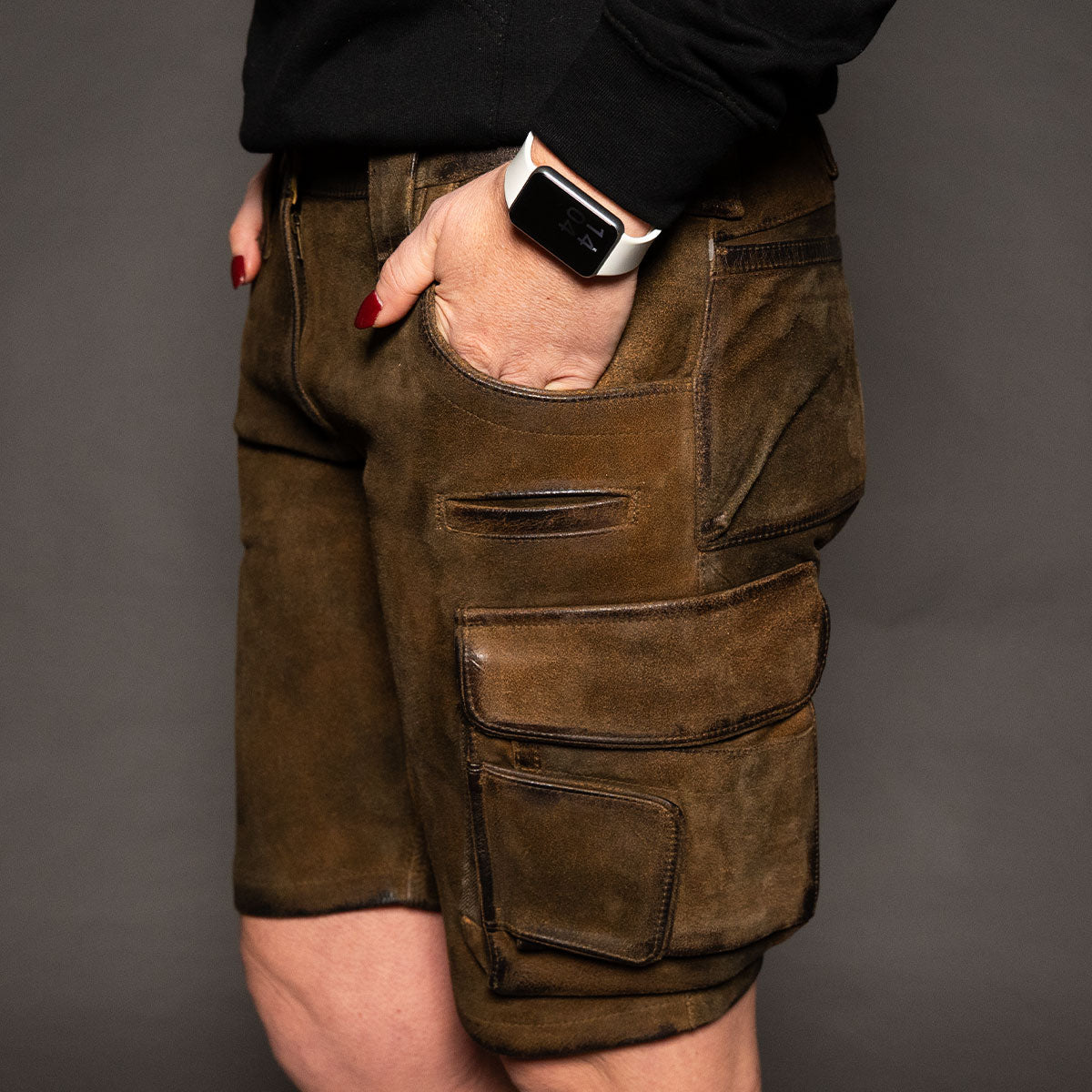 Datschi Trachten Damen Arbeits Lederhose Vroni Braun Wildbock Leder - Datschi Trachten