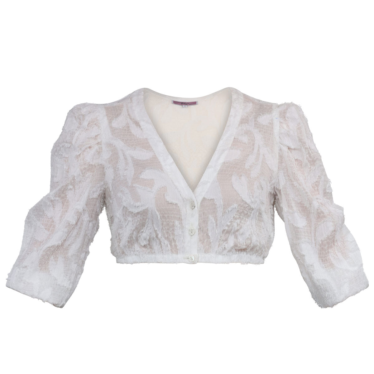 MarJo Dirndlbluse Berbing Off White Dreiviertelarm Puffärmel