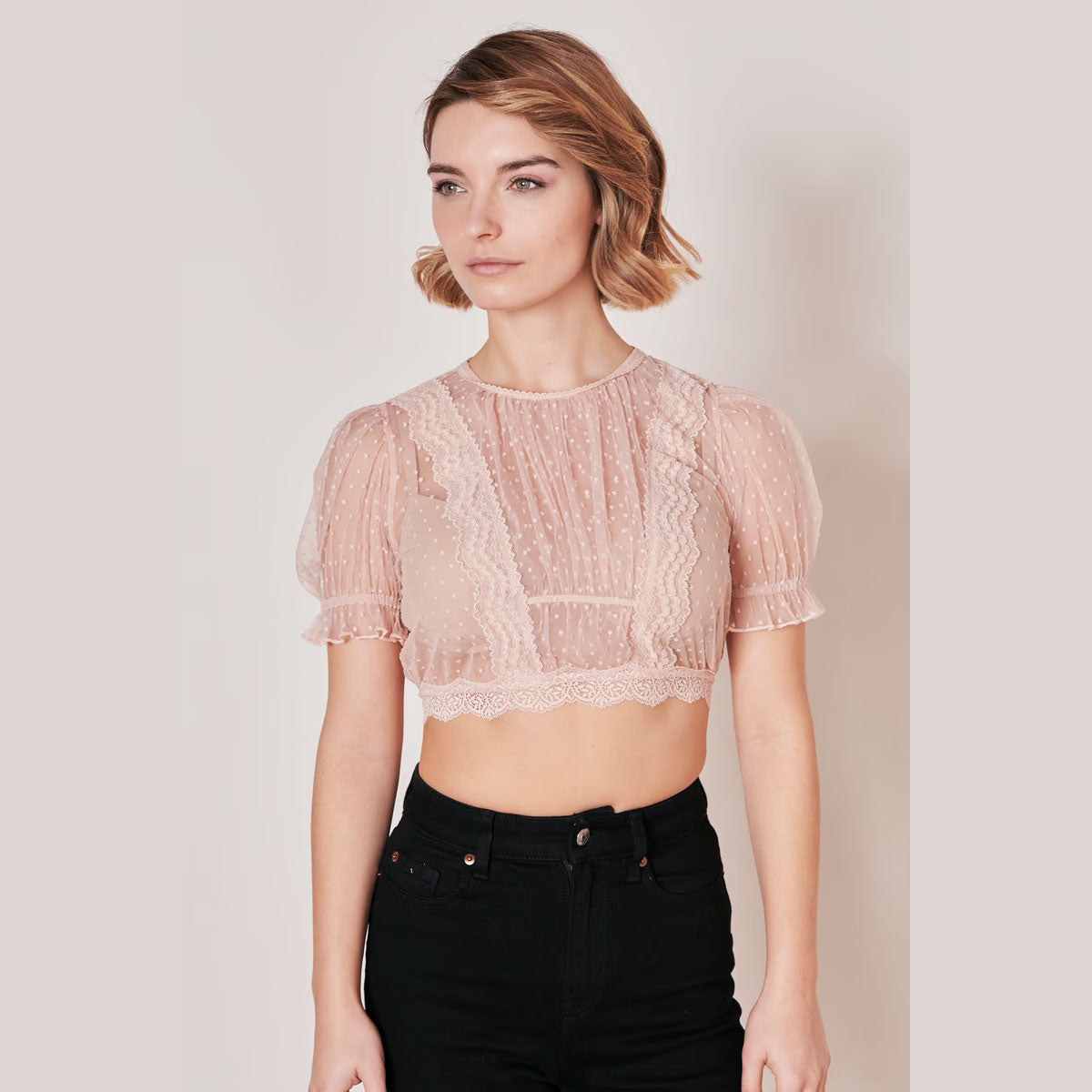 Krüger Dirndlbluse Kelly Apricot Transparent - Datschi Trachten