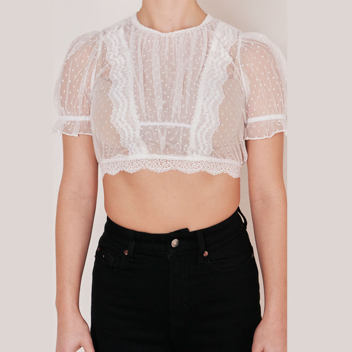 Krüger Dirndlbluse Kelly Ecru Transparent - Datschi Trachten