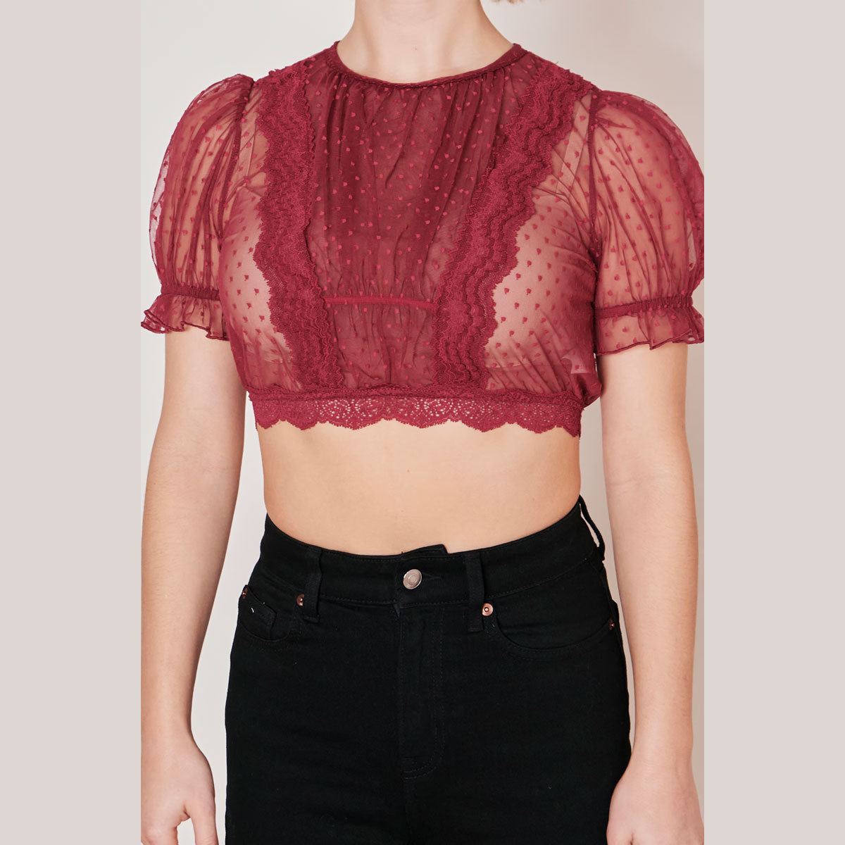 Krüger Dirndlbluse Kelly Rot Transparent - Datschi Trachten