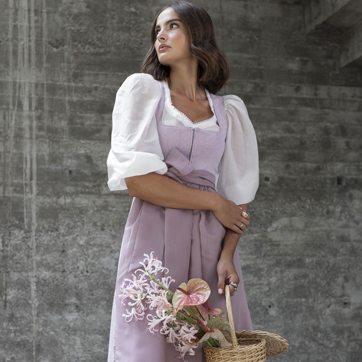 Madame Marie Dirndlbluse Orimee Off White Dreiviertelarm Puffärmel - Datschi Trachten