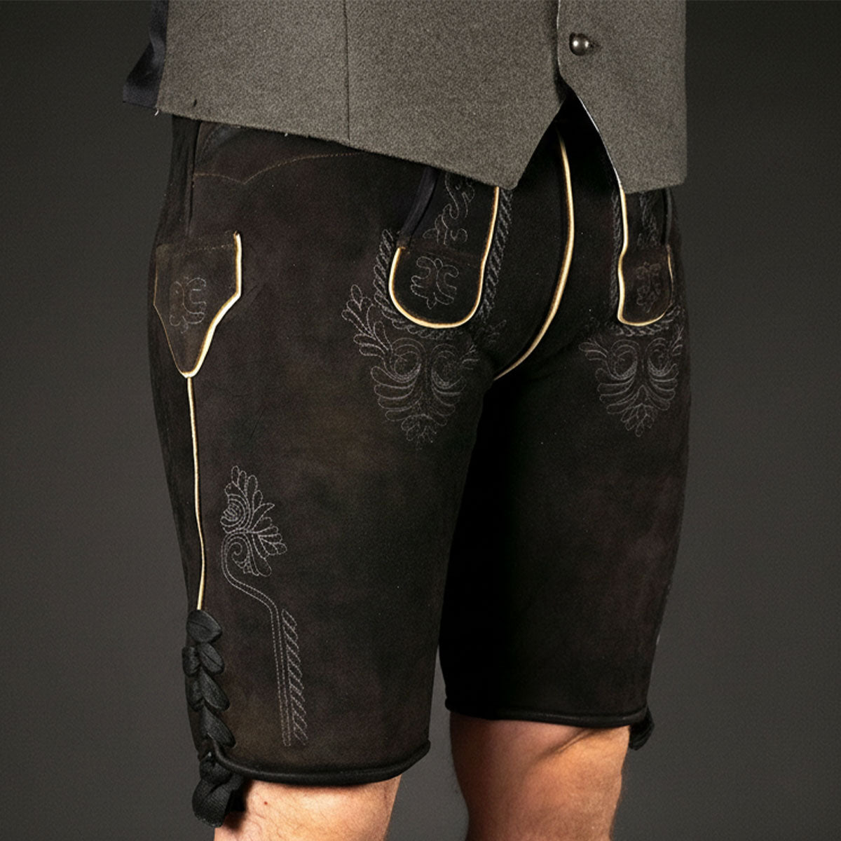 Datschi Trachten Lederhose Eugen Braun Anthrazit - Datschi Trachten