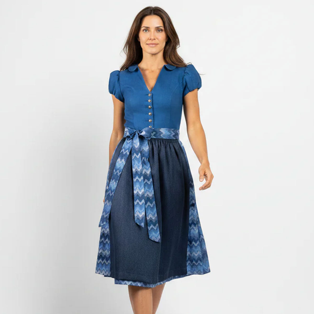Elli & Juliette Dirndl Bobbi Ophelia Mittelblau mit Puffarm
