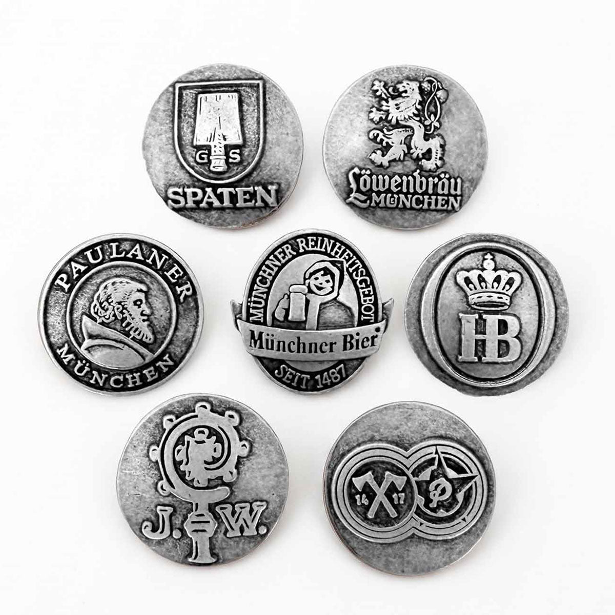 Gaudiknopf Anstecker Münchner Brauereien Set