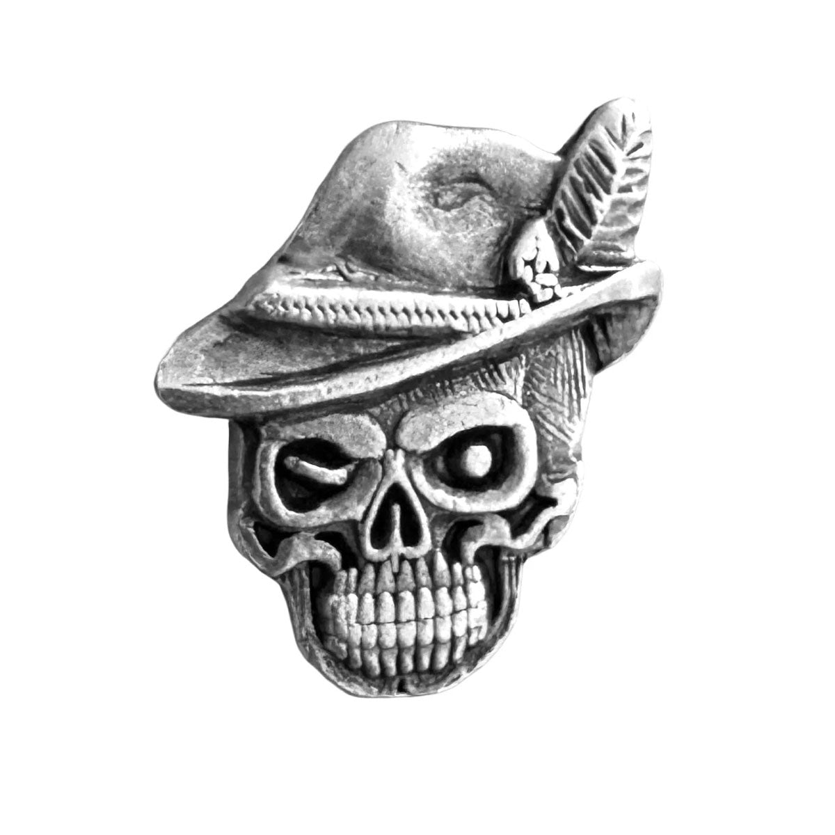 Gaudiknopf Anstecker Totenkopf Pin Altsilber