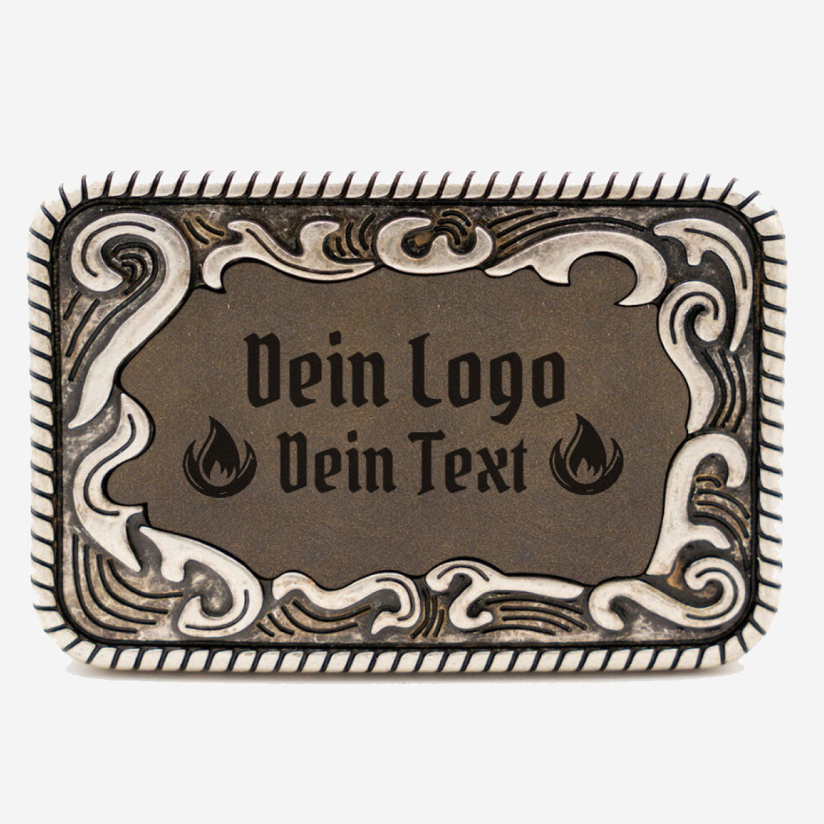 Gürtelschnalle Tracht mit eigenem Logo Silber Antik ab 1 Stk. - Datschi Trachten
