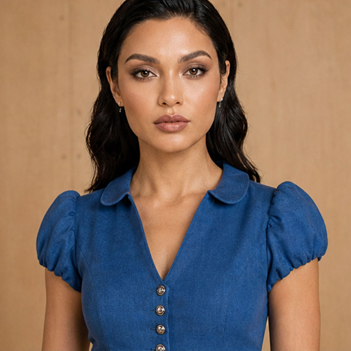 Elli & Juliette Dirndl Bobbi Ophelia Mittelblau mit Puffarm