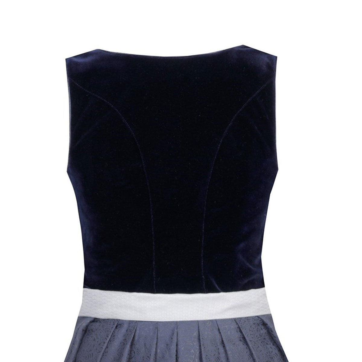 MarJo Dirndl Heidi-Dunkelblau/Silber Samt 75cm Mieder Muster: Einfarbig,  Samt Rock Muster: Ornamente Schürzen Muster: Ornamente Ausschnitt: Gerader Ausschnitt,  Balkonett Ausschnitt