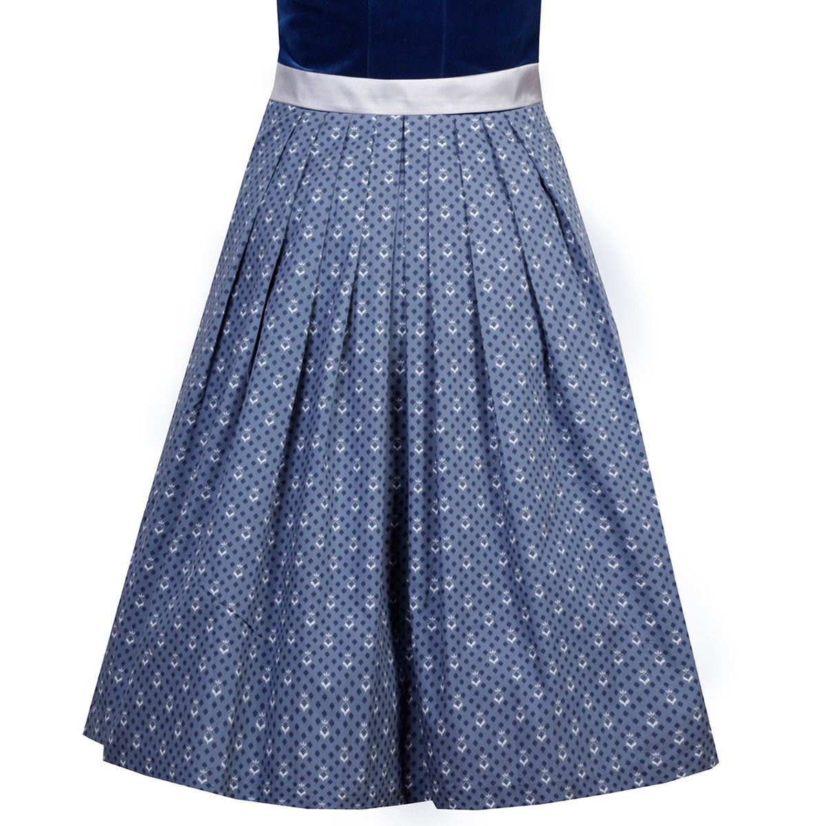 MarJo Dirndl Inka Dunkelblau/Silber 65cm Mieder Muster: Einfarbig,  Samt Rock Muster: Gepunktet Schürzen Muster: Einfarbig Ausschnitt: Gerader Ausschnitt,  Balkonett Ausschnitt