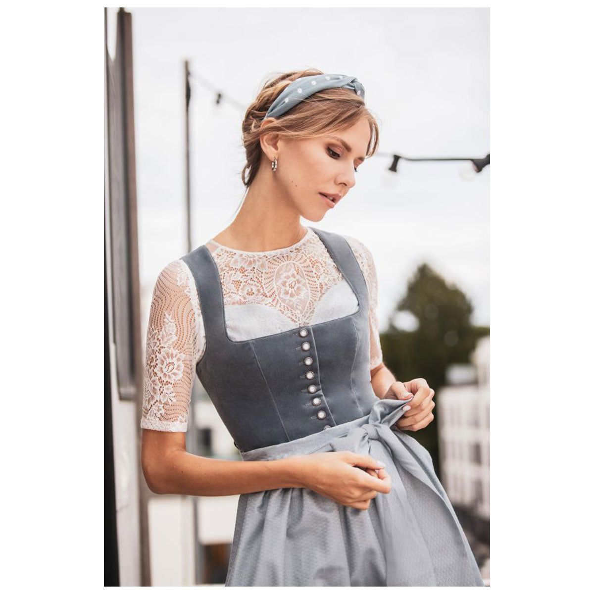 MarJo Dirndl Marlene Hellblau/Light Denim 65cm - Datschi Trachten