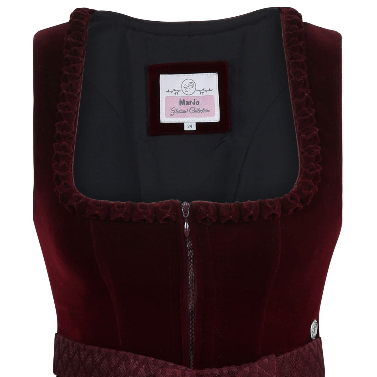 MarJo Dirndl Rabenstein Wine Froschgoscherl Samt 65cm