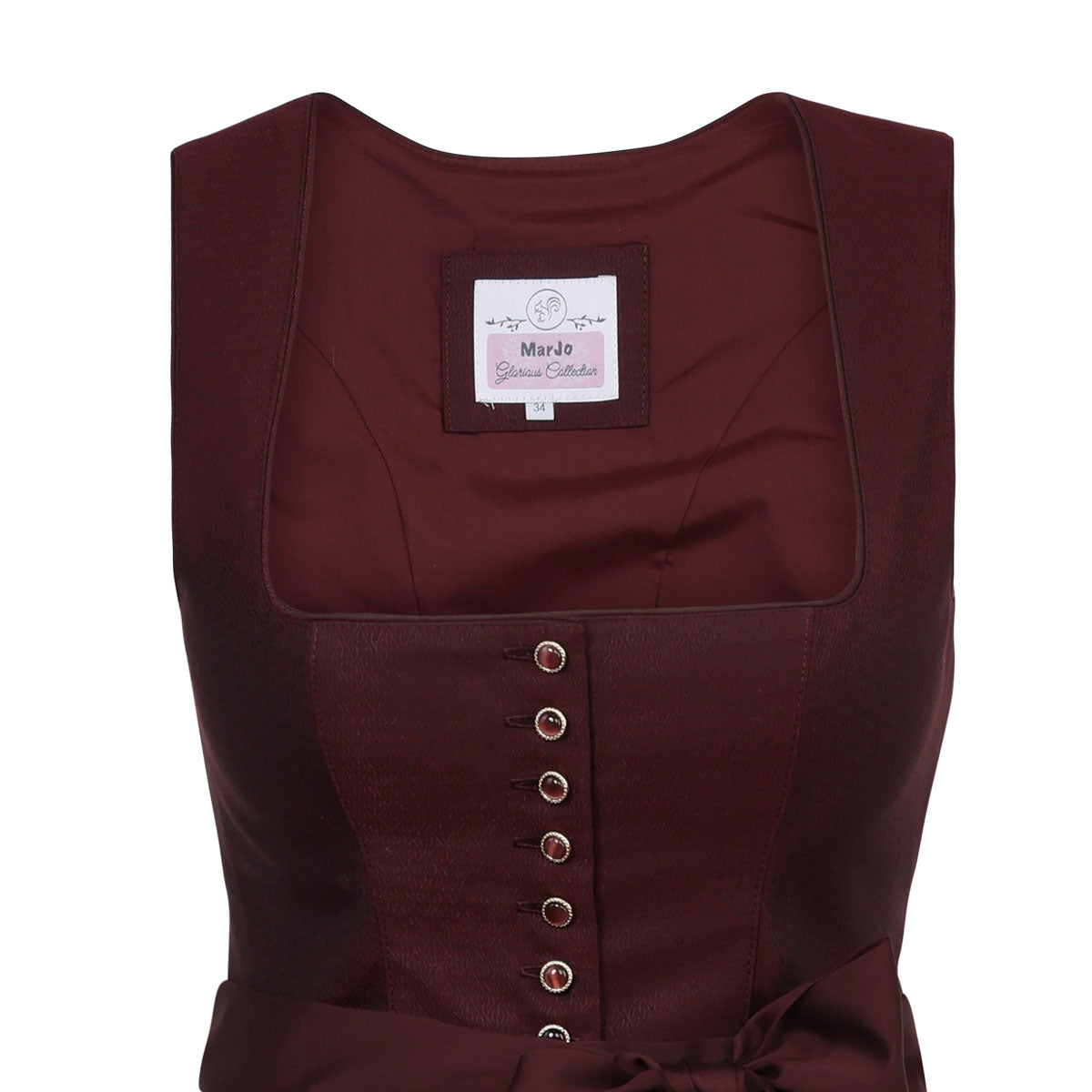 MarJo Dirndl Vordernberg Wine Gerader Ausschnitt Knopfleiste 70cm