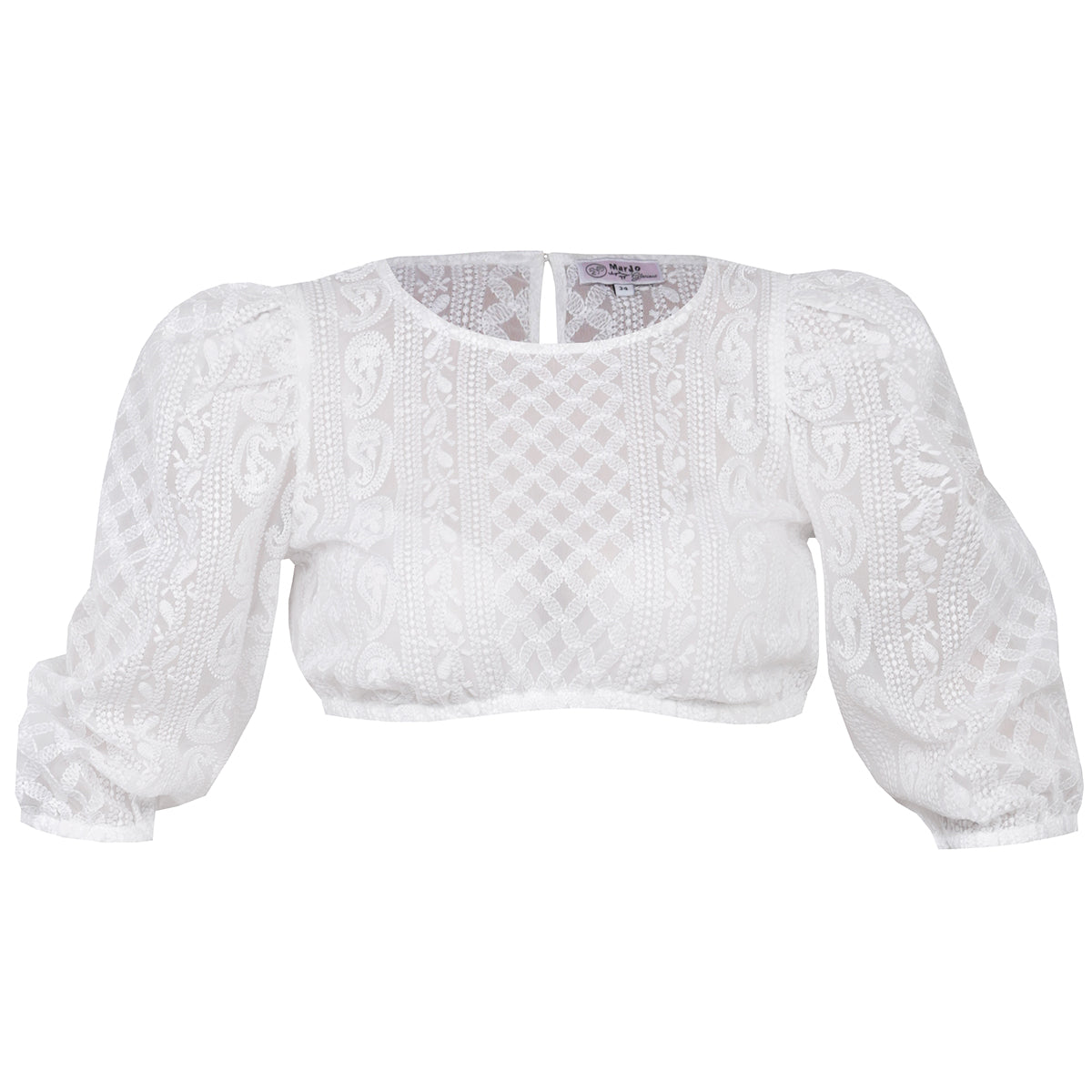 MarJo Dirndlbluse Vellburg Weiß Dreiviertelarm Puffarm