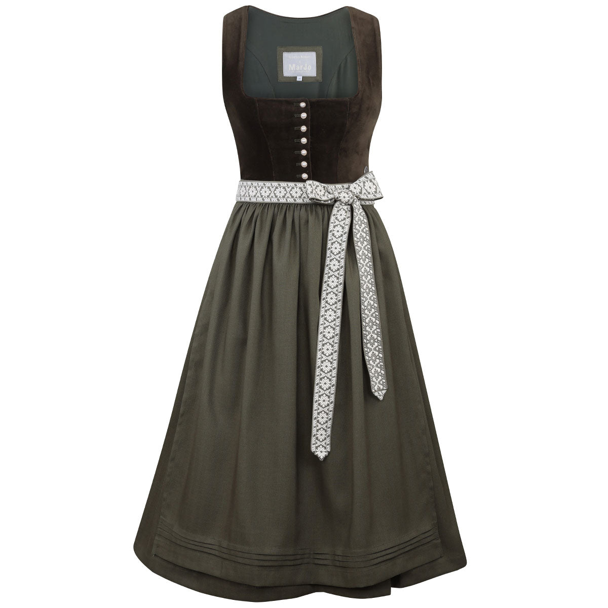 Teresa Bauer x MarJo Dirndl Forest Kiss 70 cm Moosgrün Reißverschluss Kollektion 2026