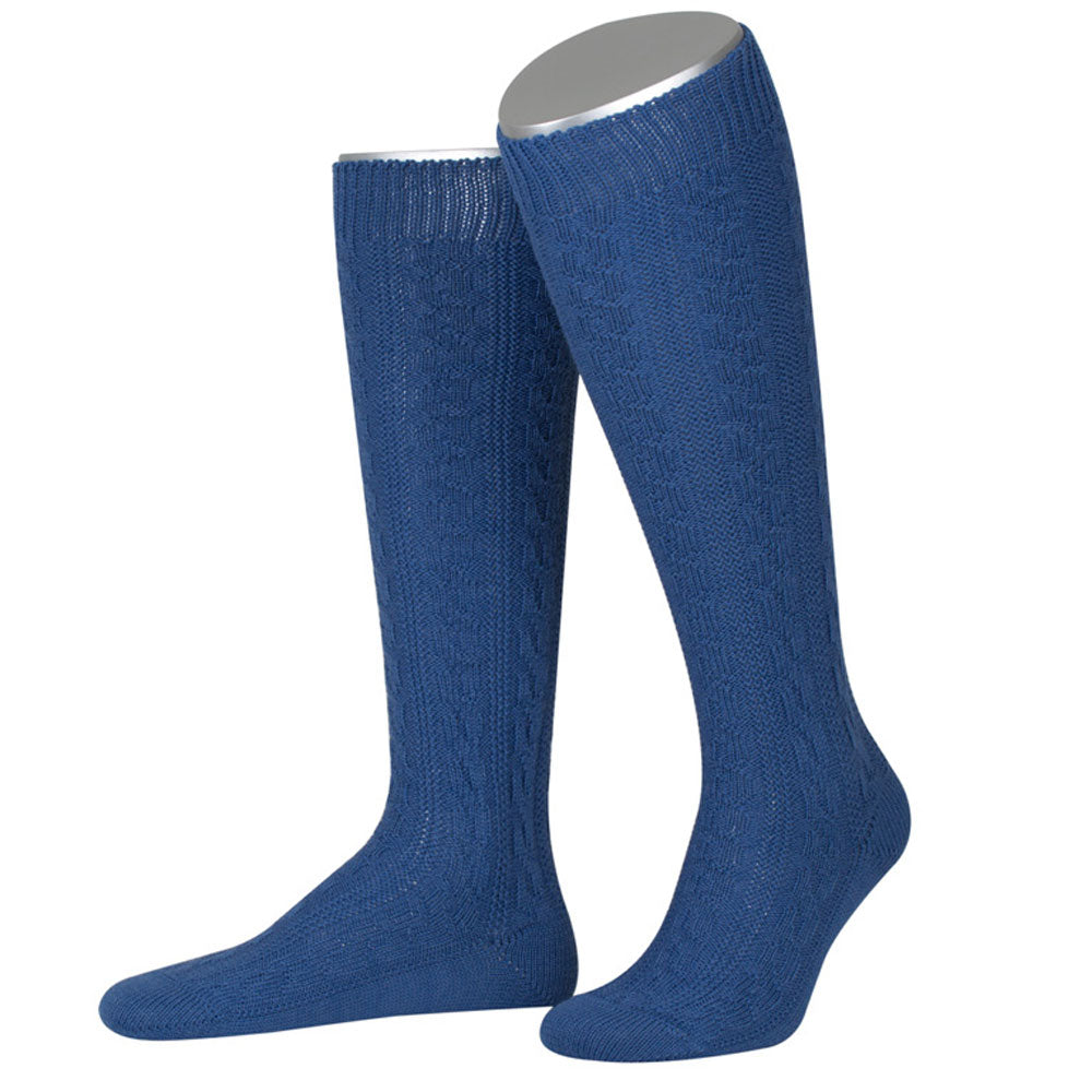 Trachten Kniestrumpf Merino Schurwolle Mittelblau - Datschi Trachten